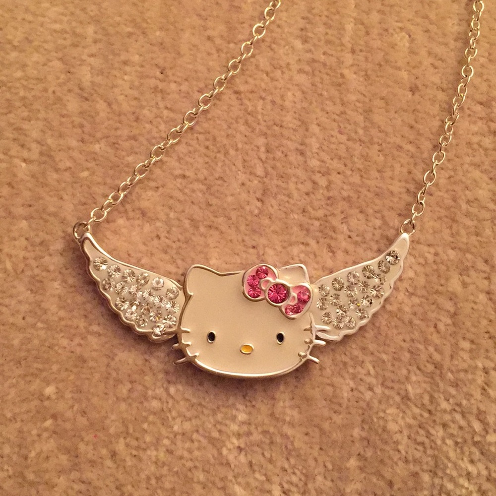 HELLO KITTY CRYSTAL PAVE ANGEL WING NECKLACE